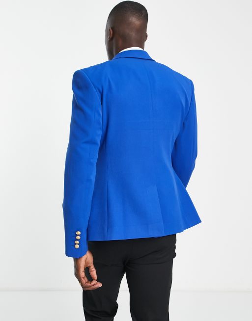 Royal blue and 2024 gold blazer mens