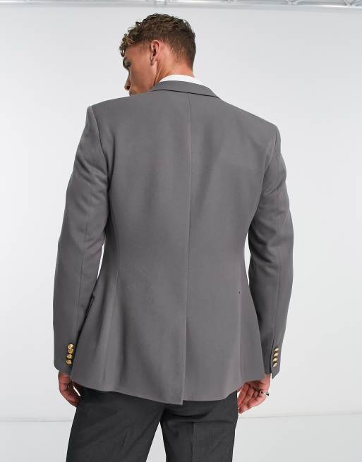 Asos Brand Skinny Double Breasted Blazer With Gold Buttons, $112, Asos