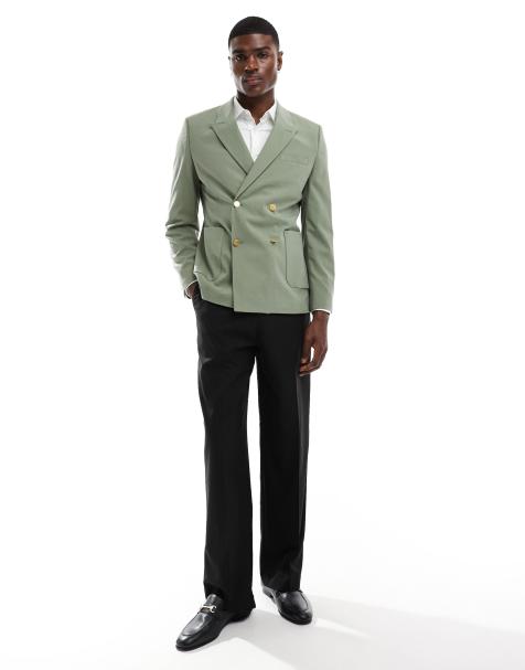 ASOS DESIGN wedding skinny blazer with gold buttons in green - view 1
