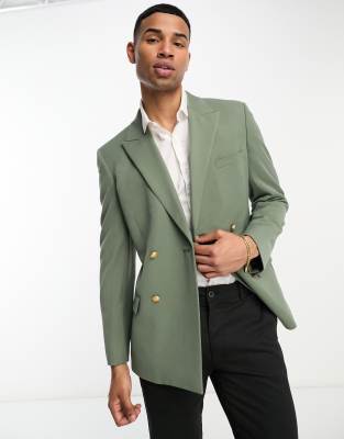 ASOS DESIGN wedding skinny blazer with gold buttons in sage green - ASOS Price Checker