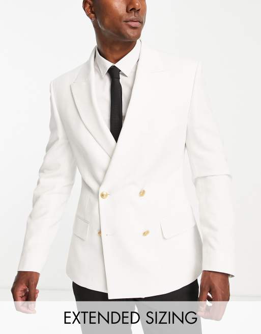 ASOS DESIGN wedding skinny blazer with gold buttons in white