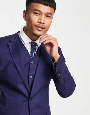 men's navy linen blazer