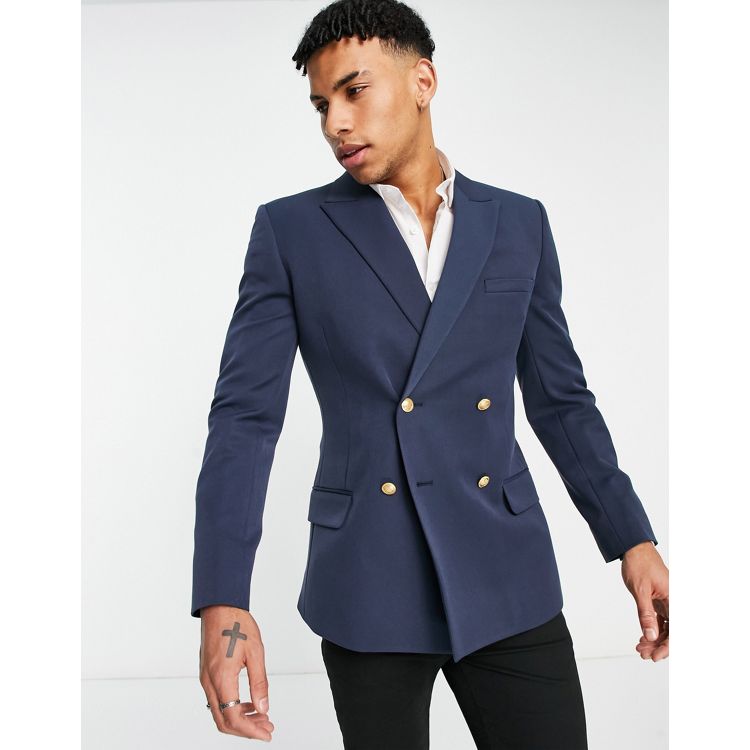Men's Suit Jacket Navy Long Sleeve Tailored Collar Double Breasted Slim Fit  Casual Business Jacket for Woman Wedding Jacket 2022 - AliExpress