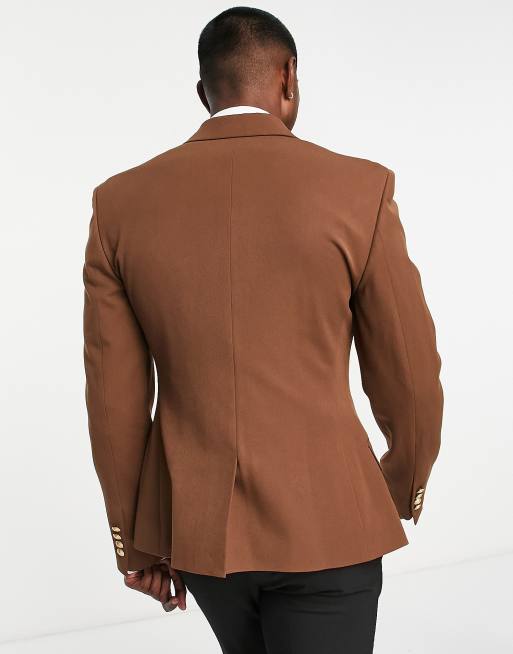 Asos Brand Skinny Double Breasted Blazer With Gold Buttons, $112, Asos