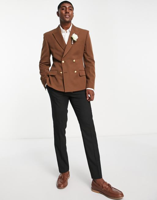 Asos Slim Fit Double Breasted Blazer With Gold Buttons, $117