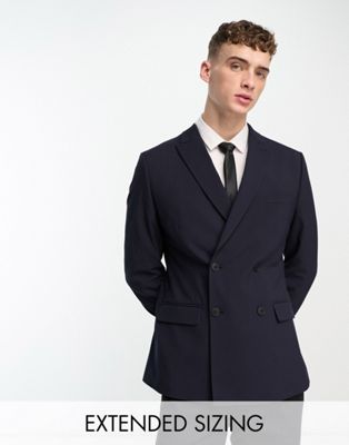 ASOS DESIGN wedding skinny double breasted suit jacket in navy - ASOS Price Checker