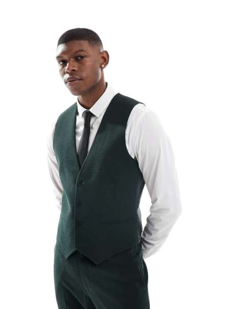 ASOS DESIGN Wedding - Skinny gilet in groen - view 1