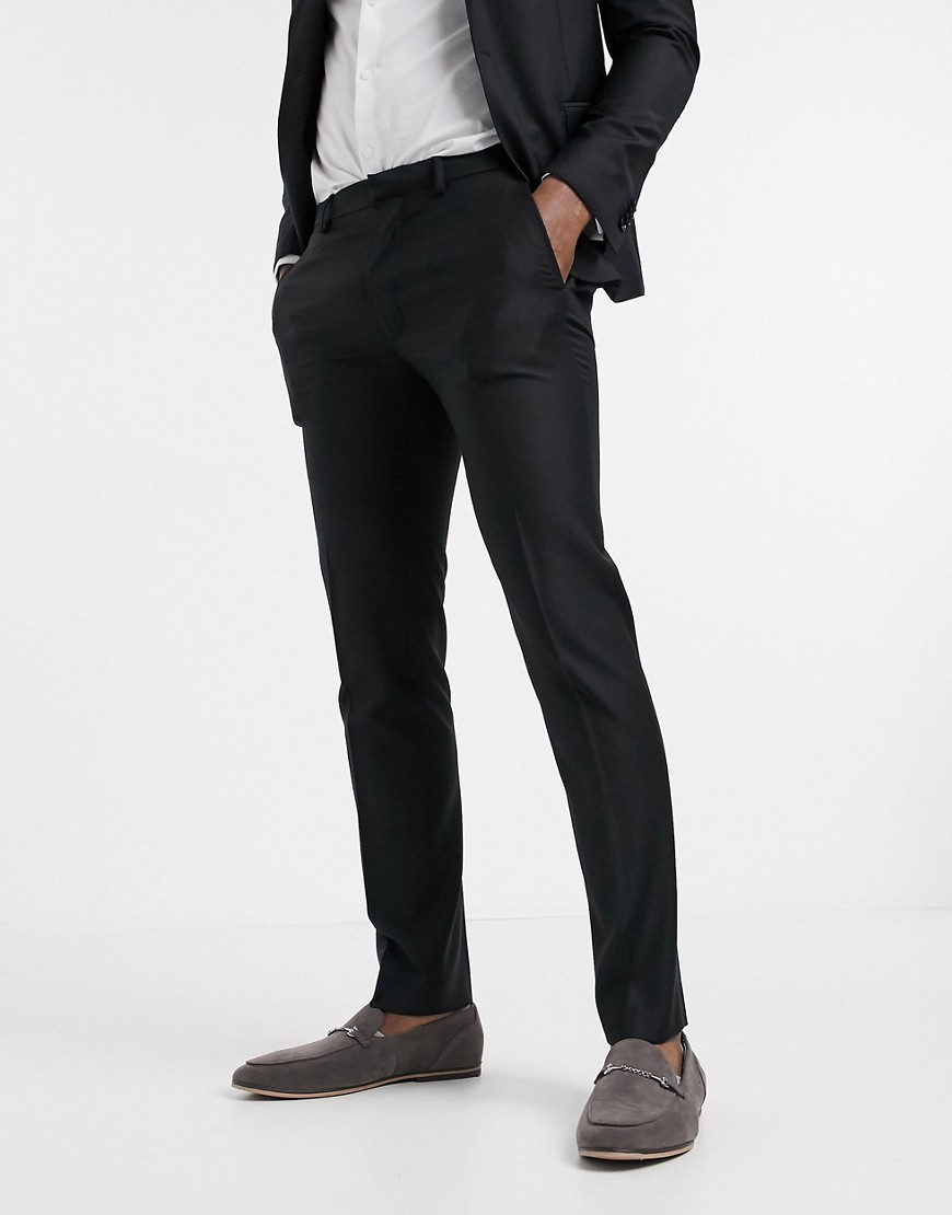 ASOS Design - Wedding - Skinny pantalon in lichtblauw van 100% wol-Zwart
