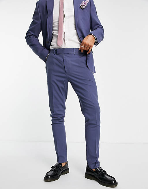 ASOS DESIGN Wedding - Skinny pantalon in middenblauw