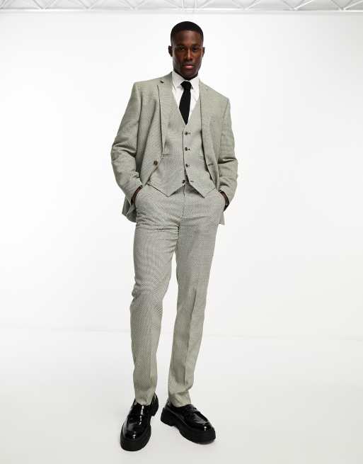 ASOS DESIGN Wedding - Skinny pantalon met birdseye-textuur in groen