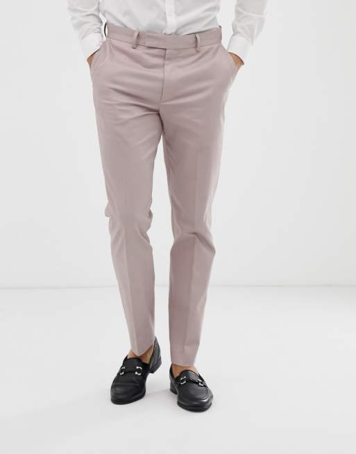 ASOS DESIGN wedding skinny stretch cotton suit in mink, 2 of 3