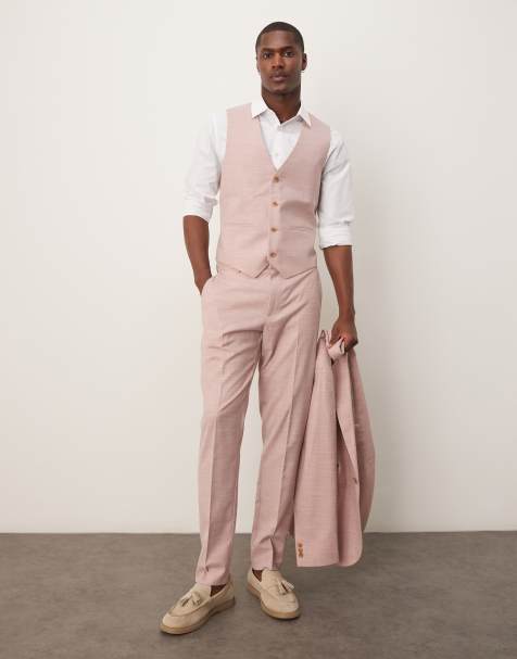 ASOS DESIGN wedding skinny suit in pink texture - view 1