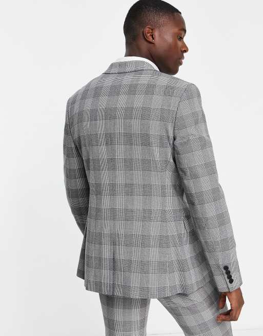 ASOS DESIGN wedding skinny suit jacket in black window check, 4 of 4