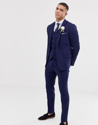 blue wool blend suit