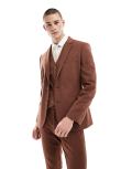 ASOS DESIGN wedding skinny suit jacket in brown