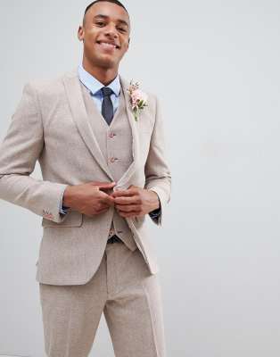 ASOS DESIGN wedding skinny suit jacket in dusky pink ASOS DESIGN wedding skinny suit jacket in dusky pink