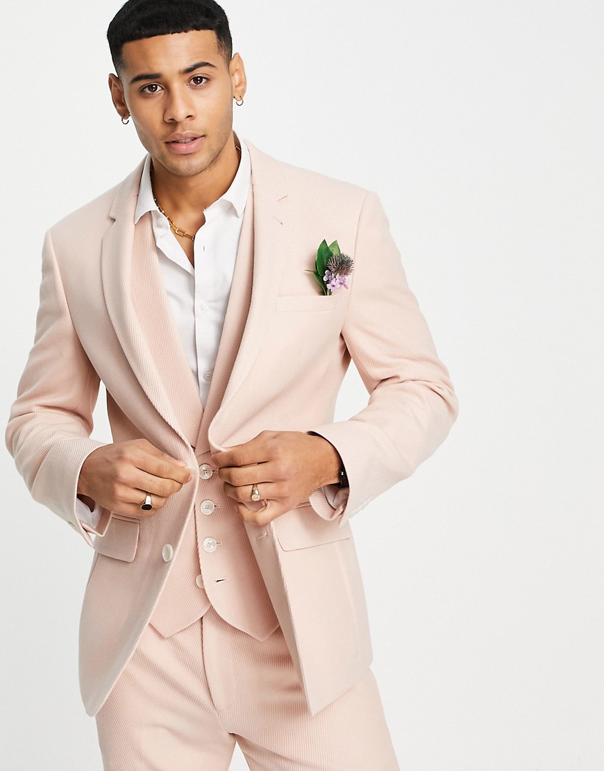 ASOS DESIGN wedding skinny suit jacket in dusky pink twill