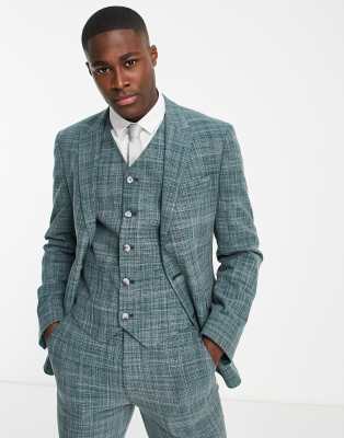 ASOS DESIGN wedding skinny suit jacket in forest green crosshatch - ASOS Price Checker