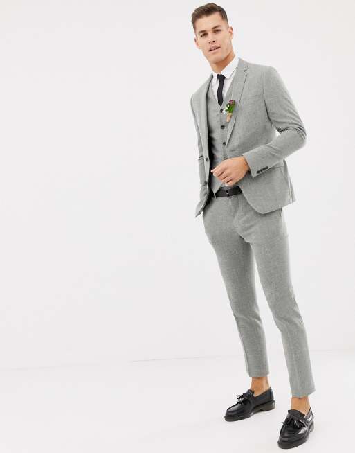 ASOS DESIGN wedding skinny suit in grey cross hatch ASOS