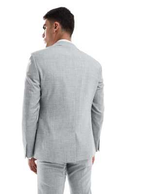 Asos Design Super Skinny Wool Mix Suit Jacket In Charcoal Herringbone-gray