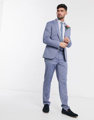 light blue skinny suit