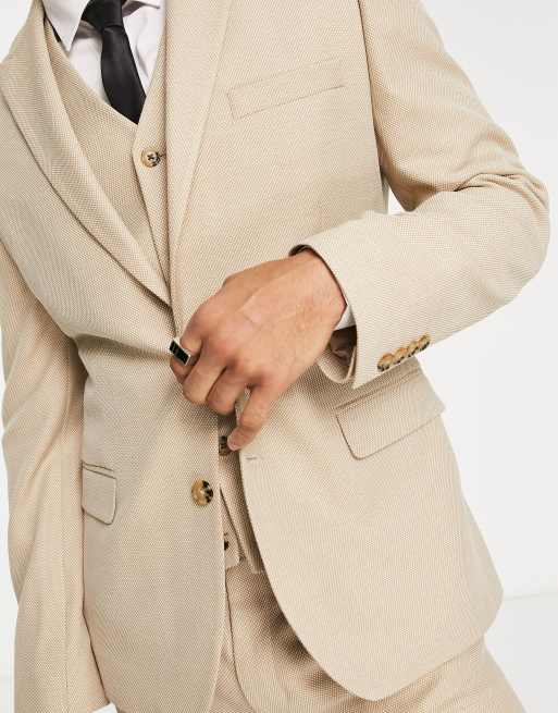 Men's Sky Blue Textured Wool and Linen Blazer Jacket