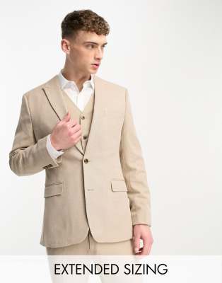 ASOS DESIGN wedding skinny suit jacket in linen mix in linen mix in micro texture in brown - ASOS Price Checker
