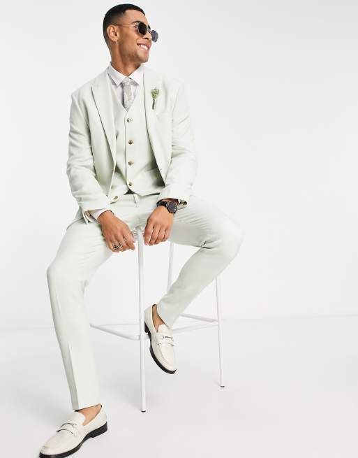 ASOS DESIGN Wedding - Blazer skinny doppiopetto nero con bottoni oro