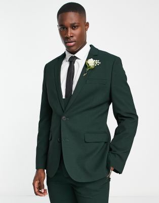 ASOS DESIGN ASOS DESIGN wedding skinny suit jacket in micro texture in forest green