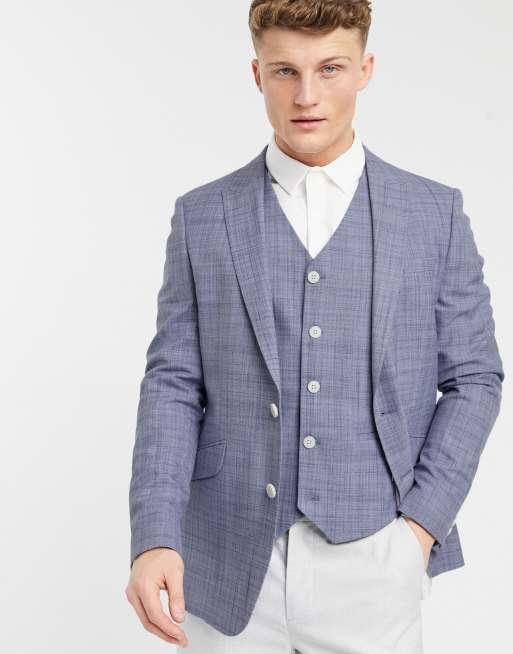 ASOS DESIGN wedding skinny suit in navy crosshatch, 2 of 2