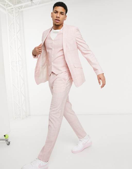 Asos pink hot sale suit men