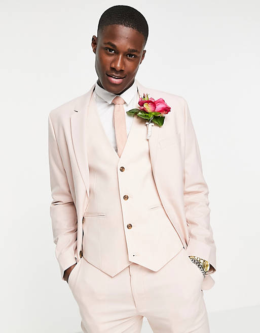 ASOS DESIGN wedding skinny suit jacket in rose
