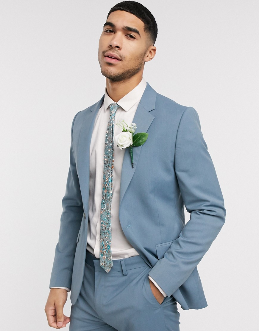 ASOS DESIGN wedding skinny suit jacket in soft blue