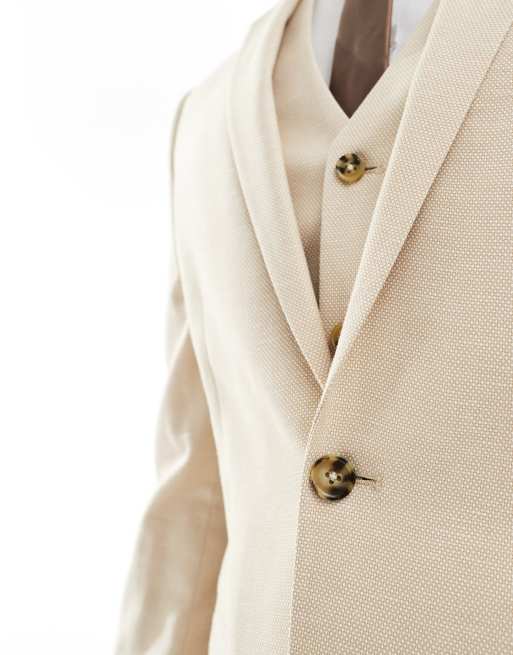 ASOS DESIGN wedding skinny suit jacket in stone