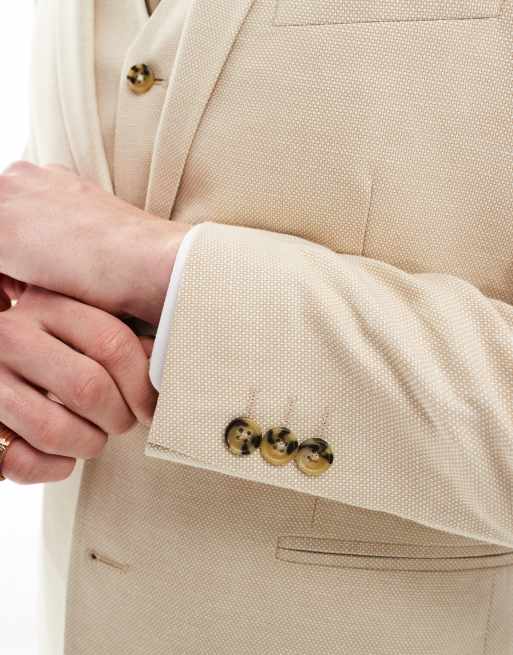ASOS DESIGN wedding skinny suit jacket in stone