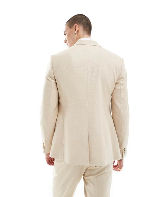 ASOS DESIGN wedding skinny suit jacket in stone
