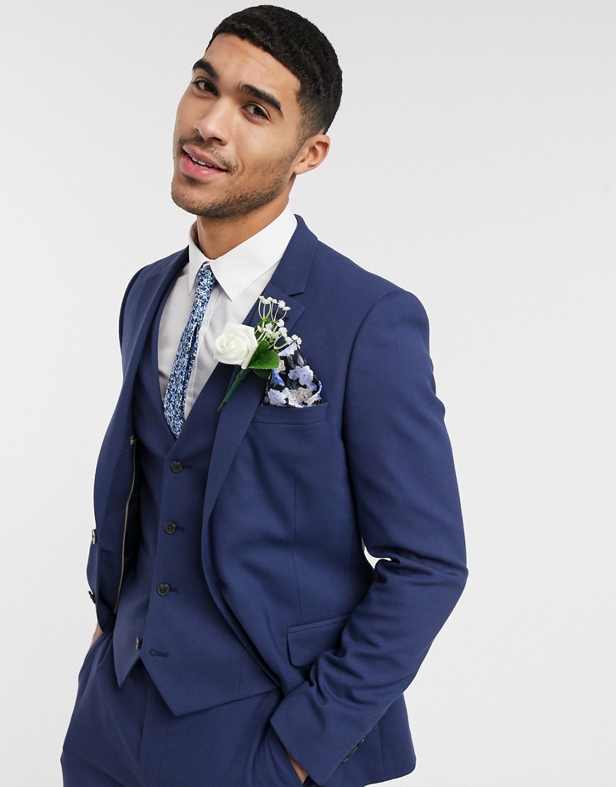 ASOS DESIGN wedding skinny suit jacket in vintage indigo-Navy