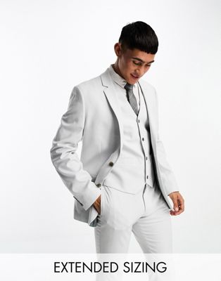 ASOS DESIGN wedding skinny suit jacket with micro texture in ice grey
