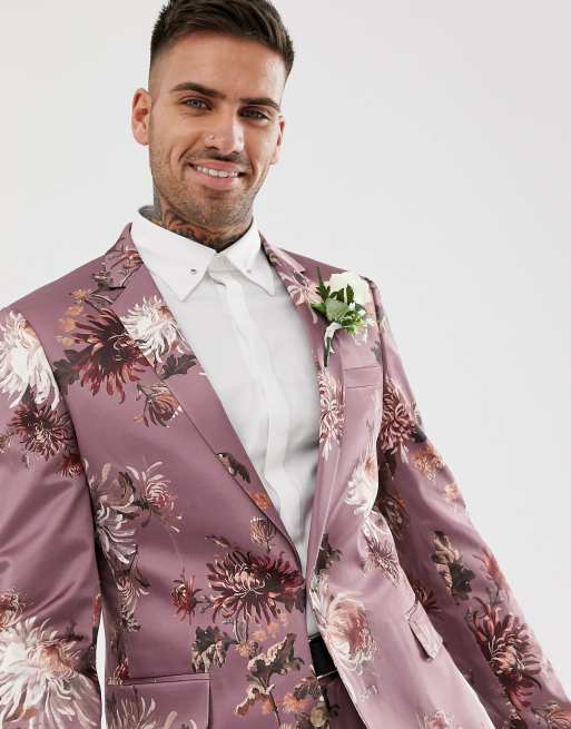 Asos pink outlet floral suit