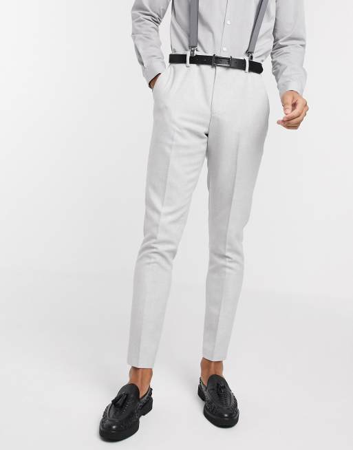 ASOS DESIGN suit with belt in gray twill