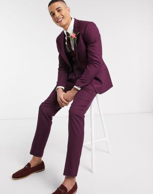 burgundy skinny dress pants