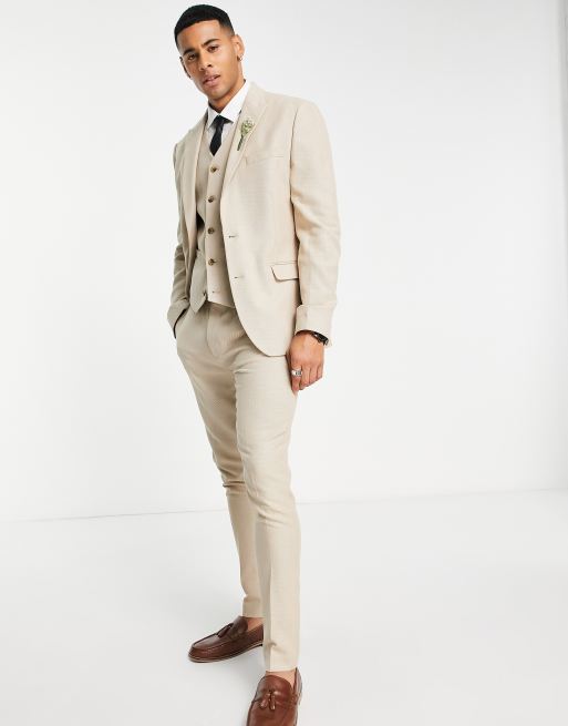 ASOS DESIGN Wedding super skinny smart pants in tan