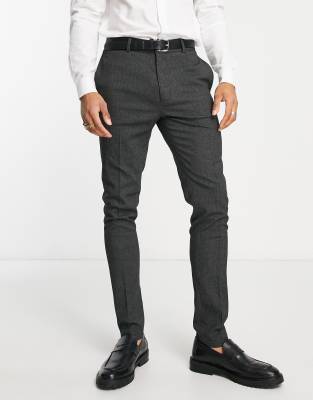Asos Design Wedding Super Skinny Suit Pants In Micro Texture In Black