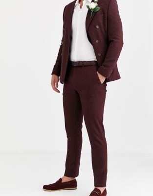 burgundy skinny dress pants