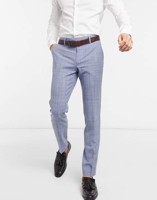 ASOS DESIGN slim suit pants in crosshatch check in navy with