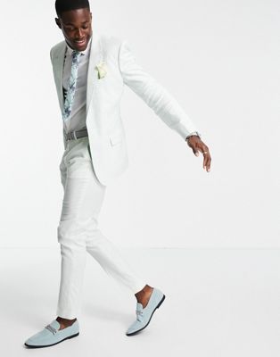 ASOS DESIGN wedding skinny suit trousers in pastel green linen mix - ASOS Price Checker