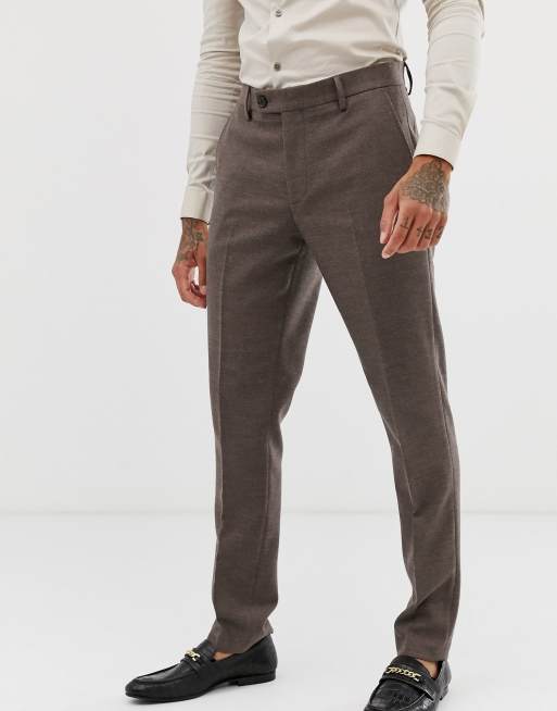 ASOS DESIGN wedding skinny suit pants in soft brown twill