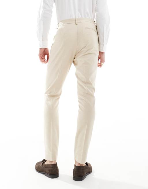 ASOS DESIGN wedding skinny suit pants in stone