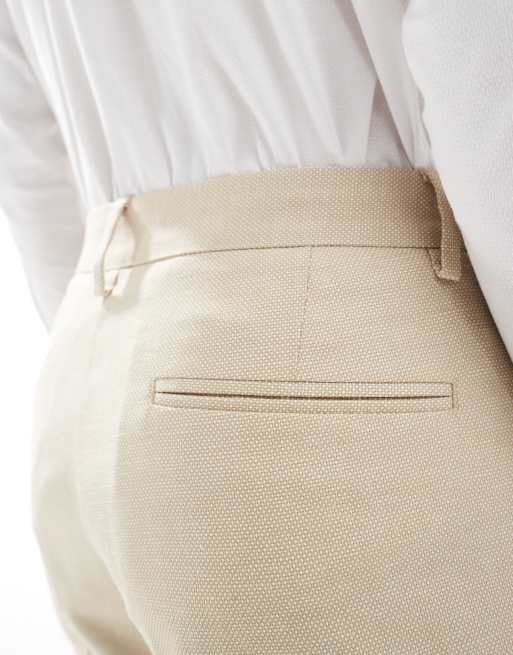ASOS DESIGN wedding skinny suit pants in stone