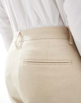 ASOS DESIGN wedding skinny suit pants in stone
